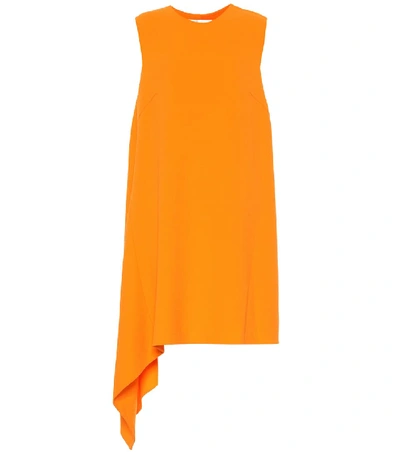 Shop Oscar De La Renta Wool-blend Crêpe Dress In Orange