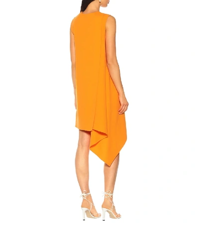 Shop Oscar De La Renta Wool-blend Crêpe Dress In Orange