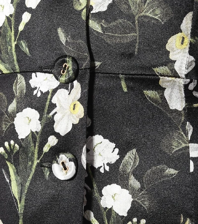 Shop Erdem Gisella Floral Silk Midi Dress In Black