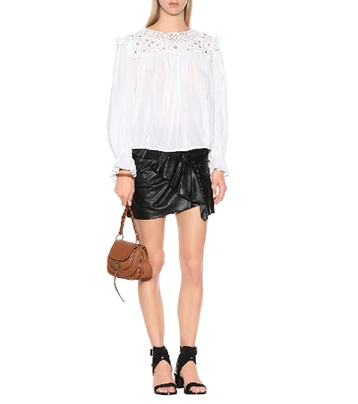 Shop Isabel Marant Étoile Rock Embroidered Cotton Blouse In White