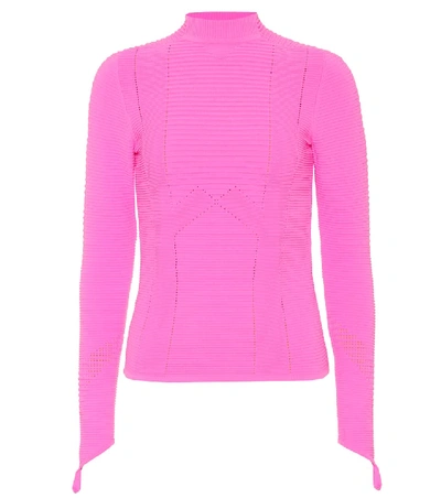 Shop Adam Selman Sport Ribbed-knit Top In Pink