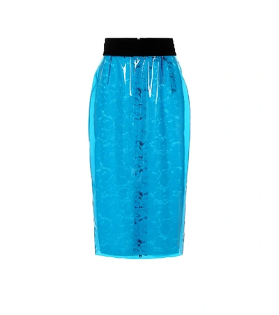 Shop N°21 Coated Lace Pencil Skirt In Blue