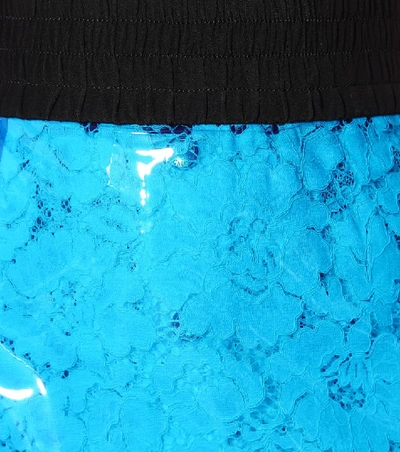 Shop N°21 Coated Lace Pencil Skirt In Blue