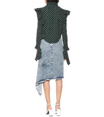 Shop Vetements Polka Dot Crêpe Shirt In Green