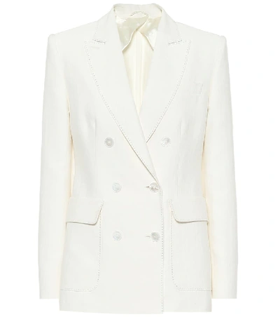 Shop Max Mara Ottuso Linen And Silk Blazer In White