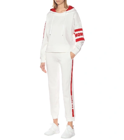 Shop Moncler Logo Cotton-blend Hoodie In White