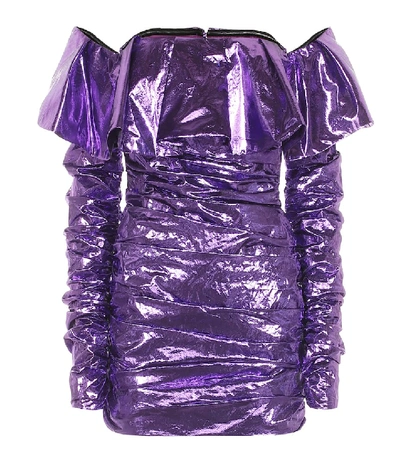 Shop Attico Metallic Minidress In Purple