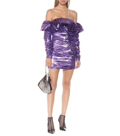 Shop Attico Metallic Minidress In Purple