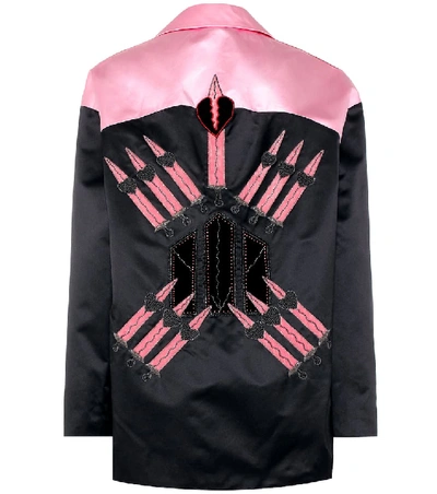 Shop Valentino Loveblade Silk Jacket In Black