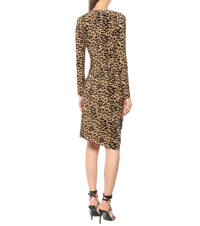 Shop Norma Kamali Leopard-print Midi Dress In Beige