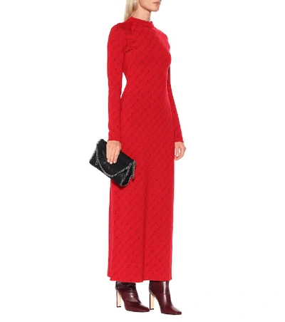 Shop Stella Mccartney Logo Stretch Wool Dress In Red