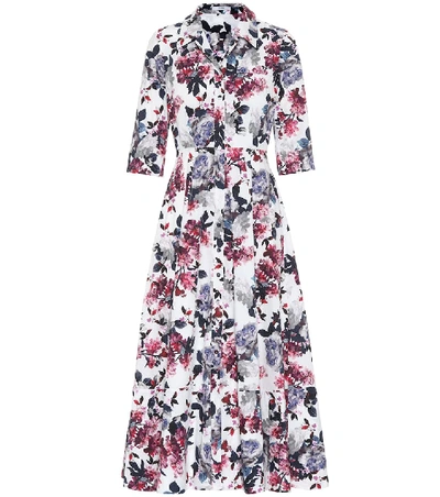 Shop Erdem Kasia Floral Cotton Midi Dress In White