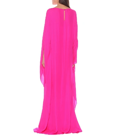 Shop Oscar De La Renta Silk Dress In Pink