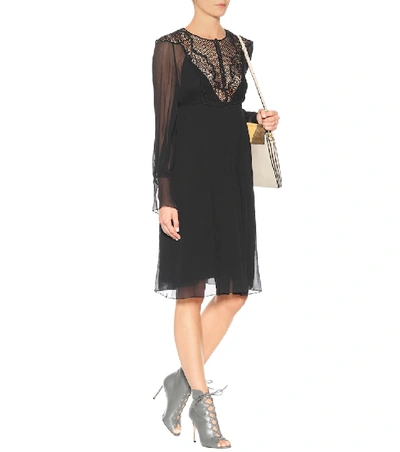 Shop Chloé Lace-panelled Silk Dress In Black