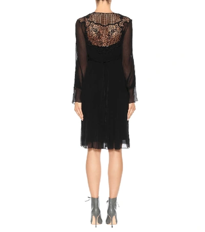 Shop Chloé Lace-panelled Silk Dress In Black