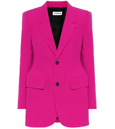 Shop Balenciaga Hourglass Stretch-wool Blazer In Pink