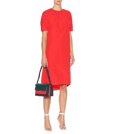 Shop Marni Cotton Drawstring-hem Dress In Red