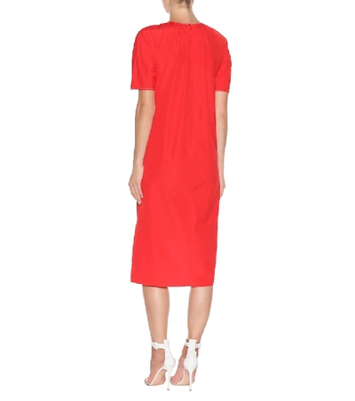 Shop Marni Cotton Drawstring-hem Dress In Red