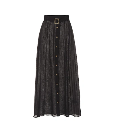 Shop Lisa Marie Fernandez Cotton Maxi Skirt In Black