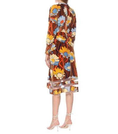 Shop Fendi Floral Stretch-jersey Midi Dress In Multicoloured