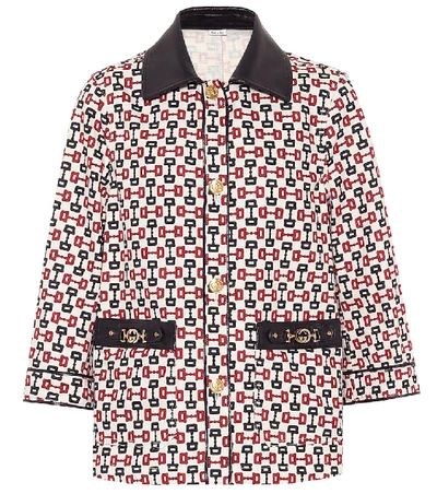 Shop Gucci Leather-trimmed Cotton Jacket In Multicoloured