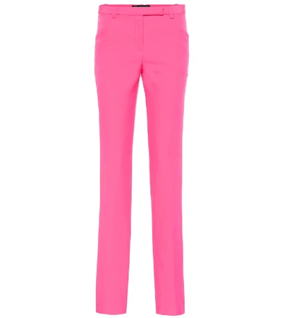 Shop Versace High-rise Straight Pants In Pink