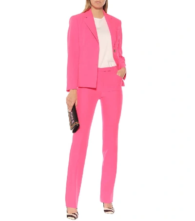 Shop Versace High-rise Straight Pants In Pink