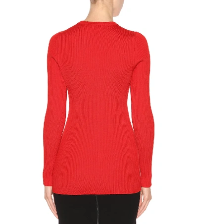 Shop Victoria Beckham Ribbed Wool Sweater In Red