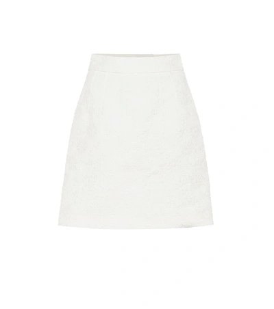 Shop Dolce & Gabbana Cotton-blend Jacquard Miniskirt In White