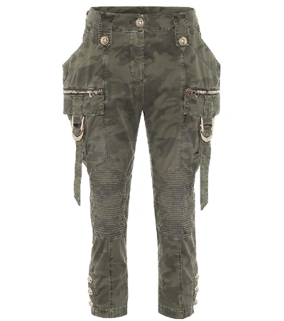Shop Balmain Camouflage Mid-rise Skinny Jeans In Green
