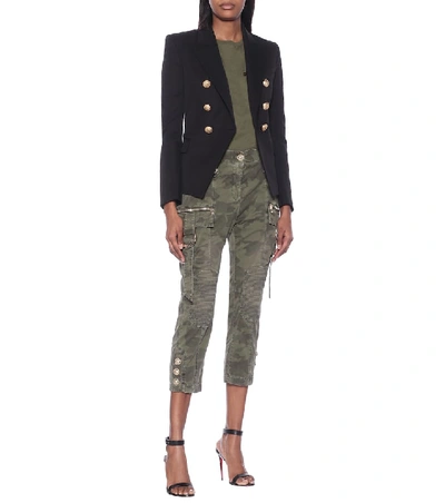 Shop Balmain Camouflage Mid-rise Skinny Jeans In Green
