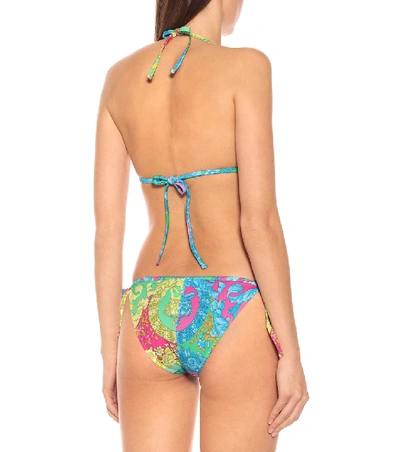 Shop Versace Printed Bikini Top In Multicoloured