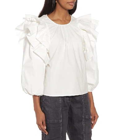 Shop Ulla Johnson Caasi Cotton-poplin Blouse In White