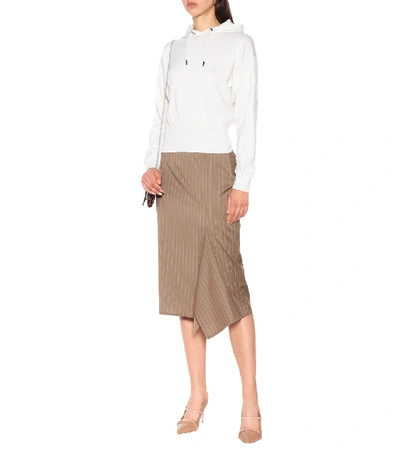 Shop Max Mara Fedora Striped Wool Pencil Skirt In Beige