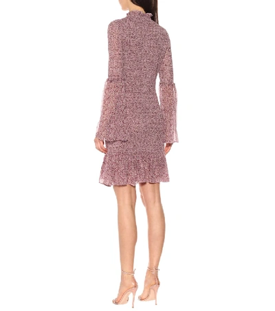 Shop Stella Mccartney Floral Silk Dress In Purple