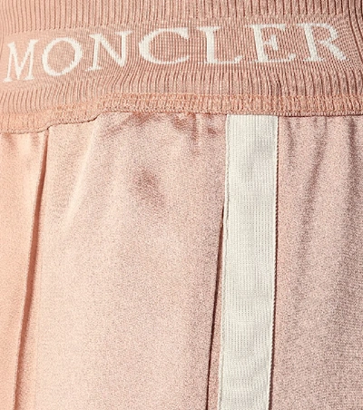 Shop Moncler Satin Wide-leg Sweatpants In Beige