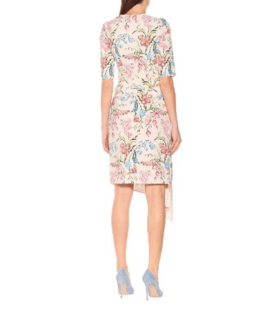 Shop Peter Pilotto Asymmetrical Floral Cady Midi Dress In Multicoloured