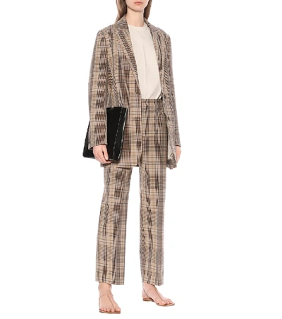 Shop Joseph Sloe Checked High-rise Slim Pants In Brown