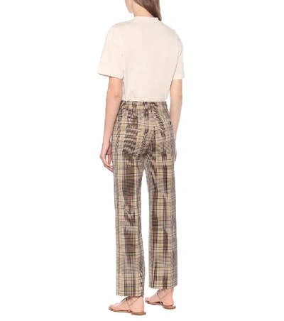 Shop Joseph Sloe Checked High-rise Slim Pants In Brown