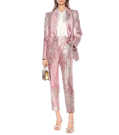 Shop Dolce & Gabbana High-rise Straight Jacquard Pants In Pink