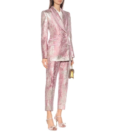 Shop Dolce & Gabbana High-rise Straight Jacquard Pants In Pink