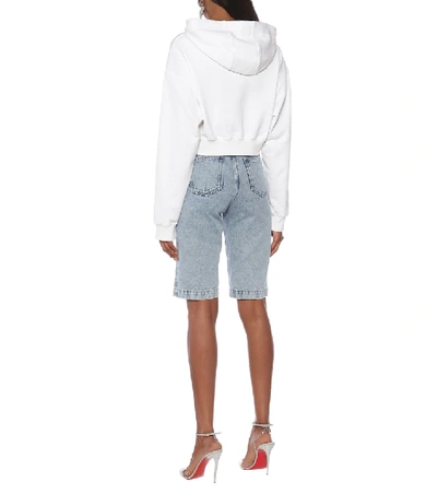 Shop Alessandra Rich Embellished Cotton Hoodie In White
