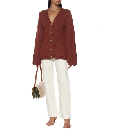 Shop Khaite Lucy Stretch-cashmere Cardigan In Red