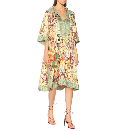 Shop Gucci Floral Silk-twill Kaftan In Multicoloured