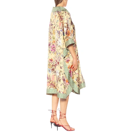 Shop Gucci Floral Silk-twill Kaftan In Multicoloured