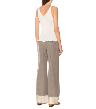 Shop Chloé Ribbed-knit Stretch-cotton Tank Top In White