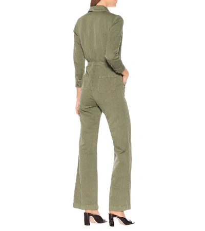 Shop Alexa Chung Cotton And Linen Jumpsuit In Green