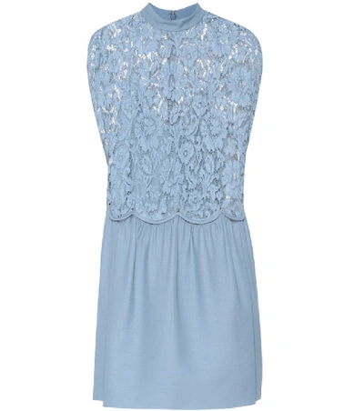 Shop Valentino Wool And Silk Dress In Blue