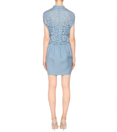 Shop Valentino Wool And Silk Dress In Blue