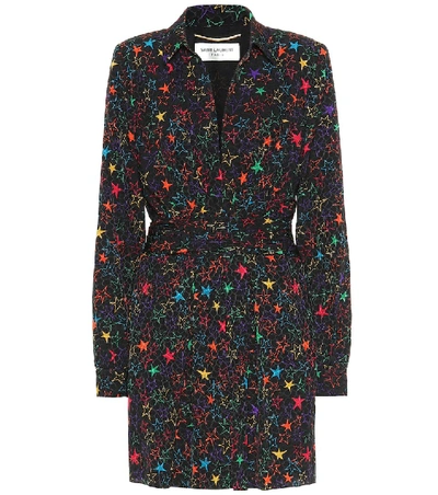 Shop Saint Laurent Star-print Jacquard Minidress In Multicoloured